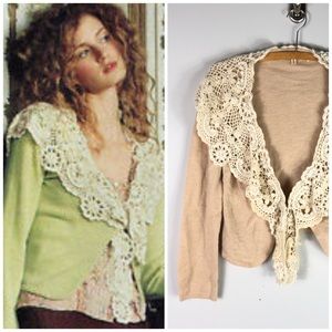 2 Anthropologie Moth Posh Cardigan Sweater Bead Green or tan